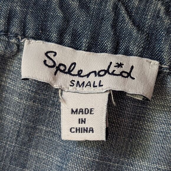 Splendid Denim Lagenlook Sleeveless Large Pocket Jean Mini Dress Women's Sz S - Picture 9 of 12